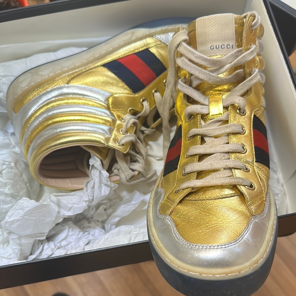 Gucci Gold High-Top Sneakers
